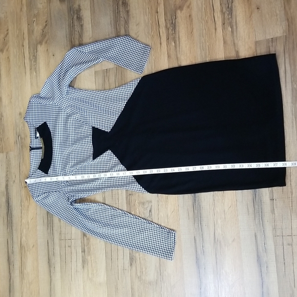 VENUS Black White Houndstooth Long Sleeve Sheath Dress - Picture 5 of 10